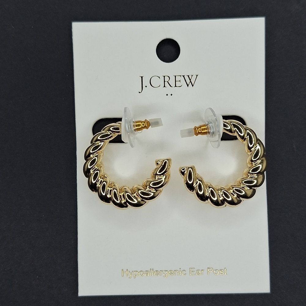 Twisted Gold Hoop earrings chunky J. Crew minimalist